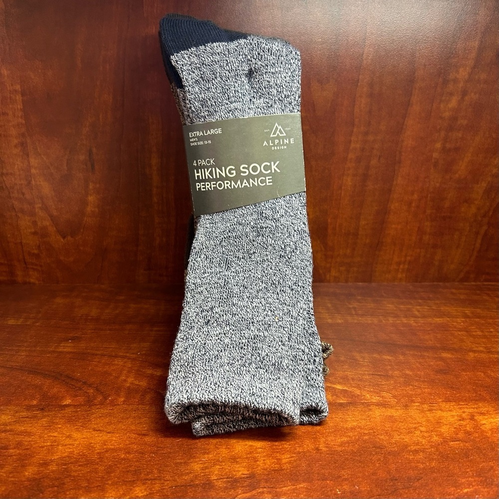 Alpine Performance Athletic Socks - Black and Gray 4 Pack NEW